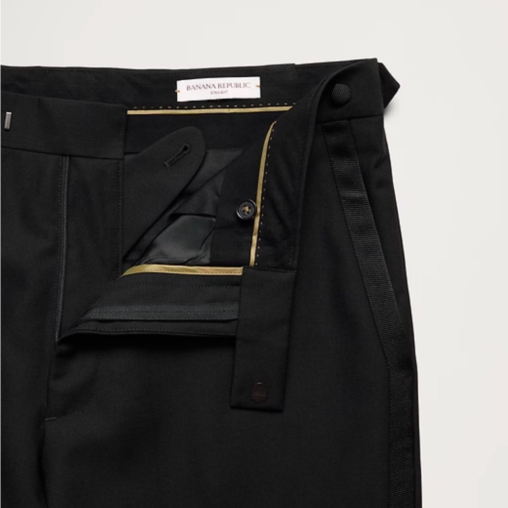 NWOT Banana Republic Straight Barathea Tuxedo Black Pant Sz 30 x 30 (#796388) - Picture 5 of 9